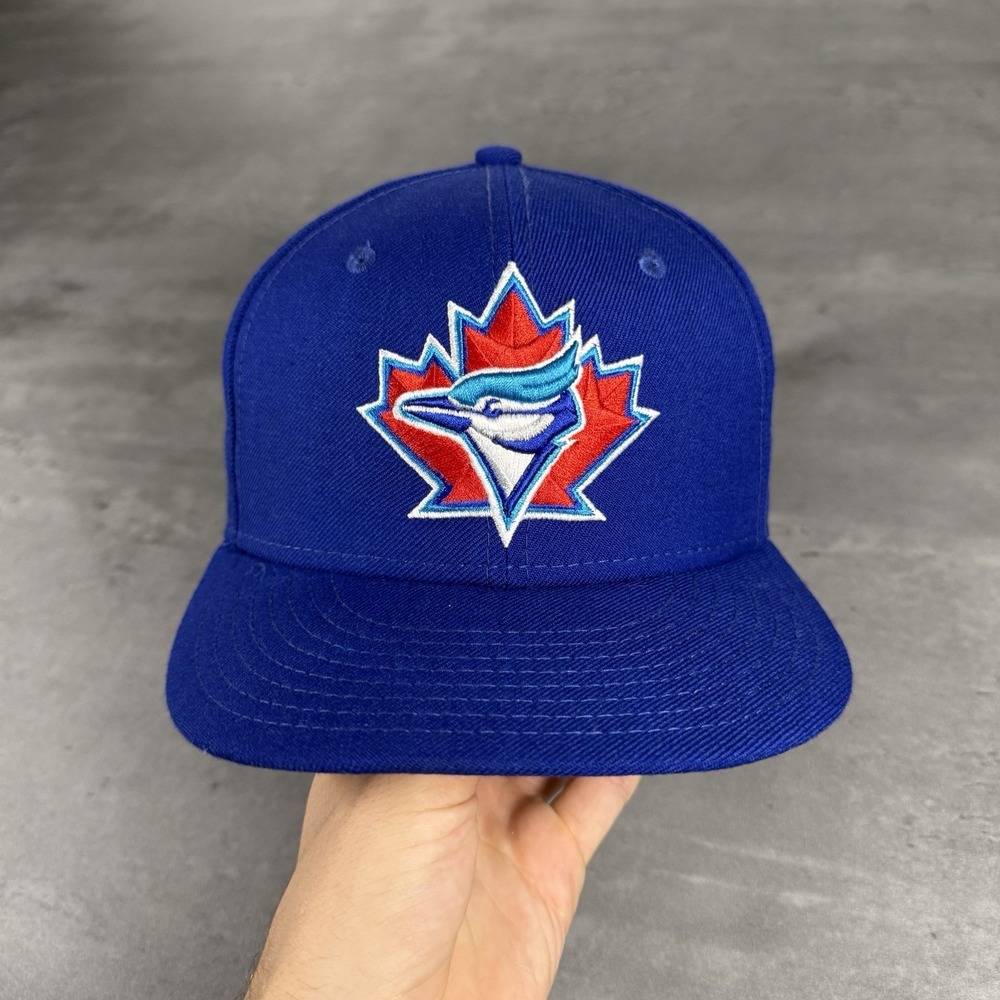 Toronto Blue‎ Jays Hat New Era Cap 7 Blue Red Canada Maple Leaf Big Logo 59Fifty - Picture 2 of 7